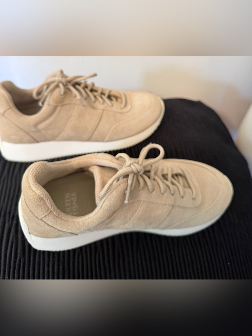 Suede Lace-Up Sneakers by Eileen Fisher in Soft Taupe - Picture 4 of 5